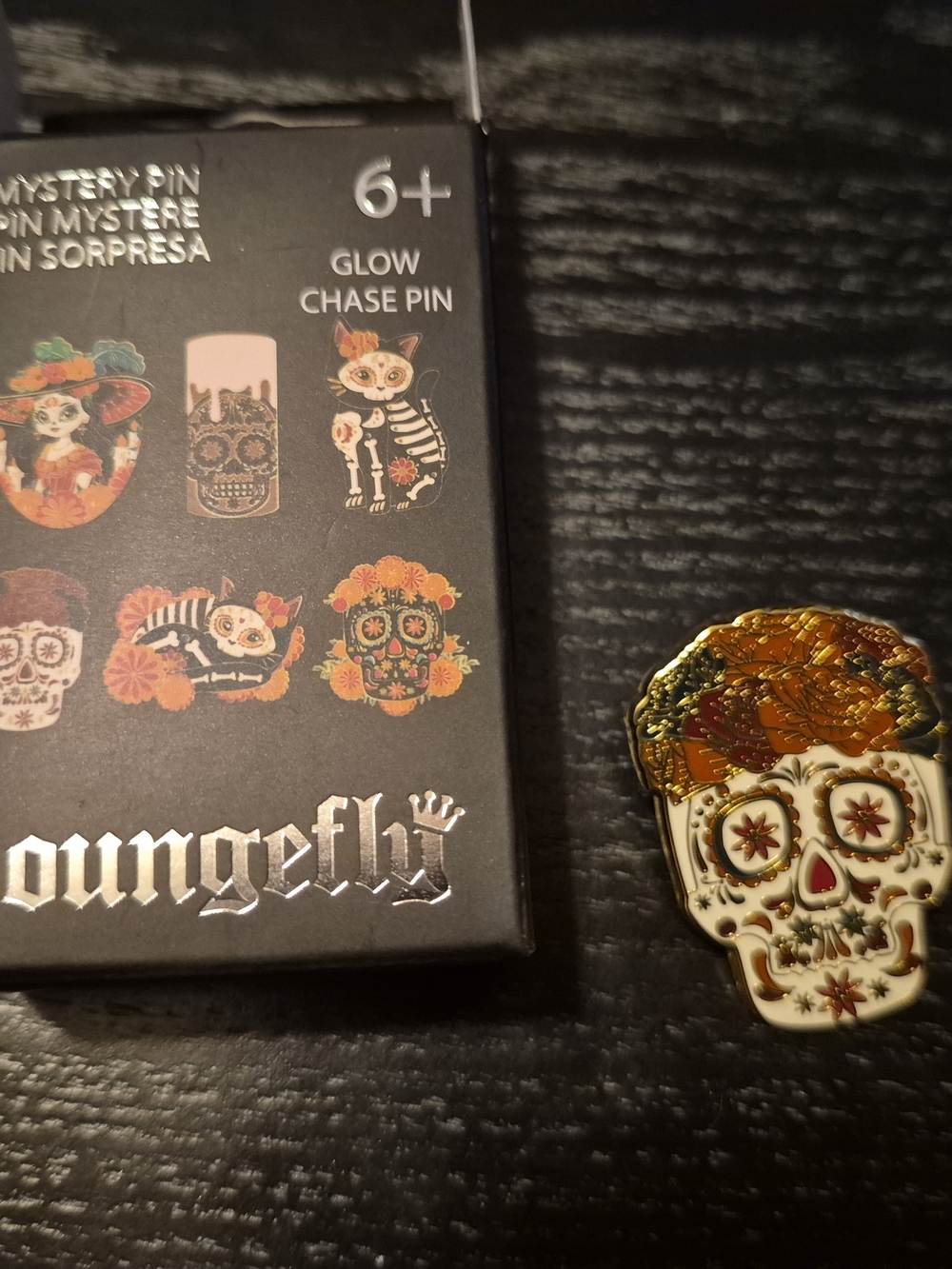 Loungefly Gold & White Day of the Dead Sugar Skull Enamel Pin